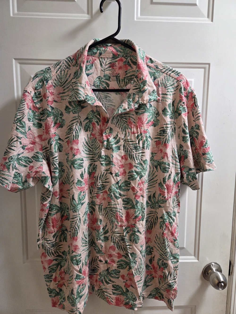 Falls Creek Pink & Green Tropical Floral Short-Sleeve Shirt